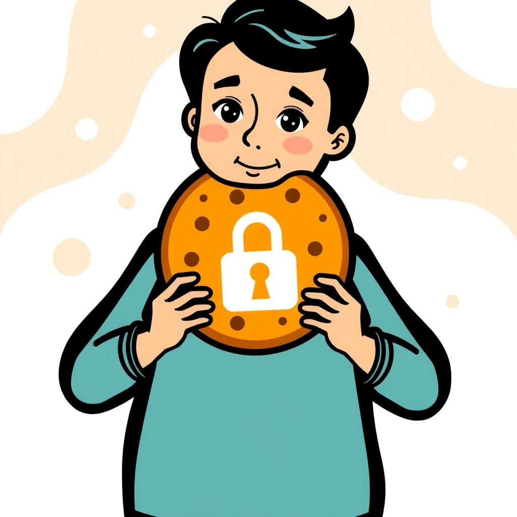 Person holding a giant cookie icon