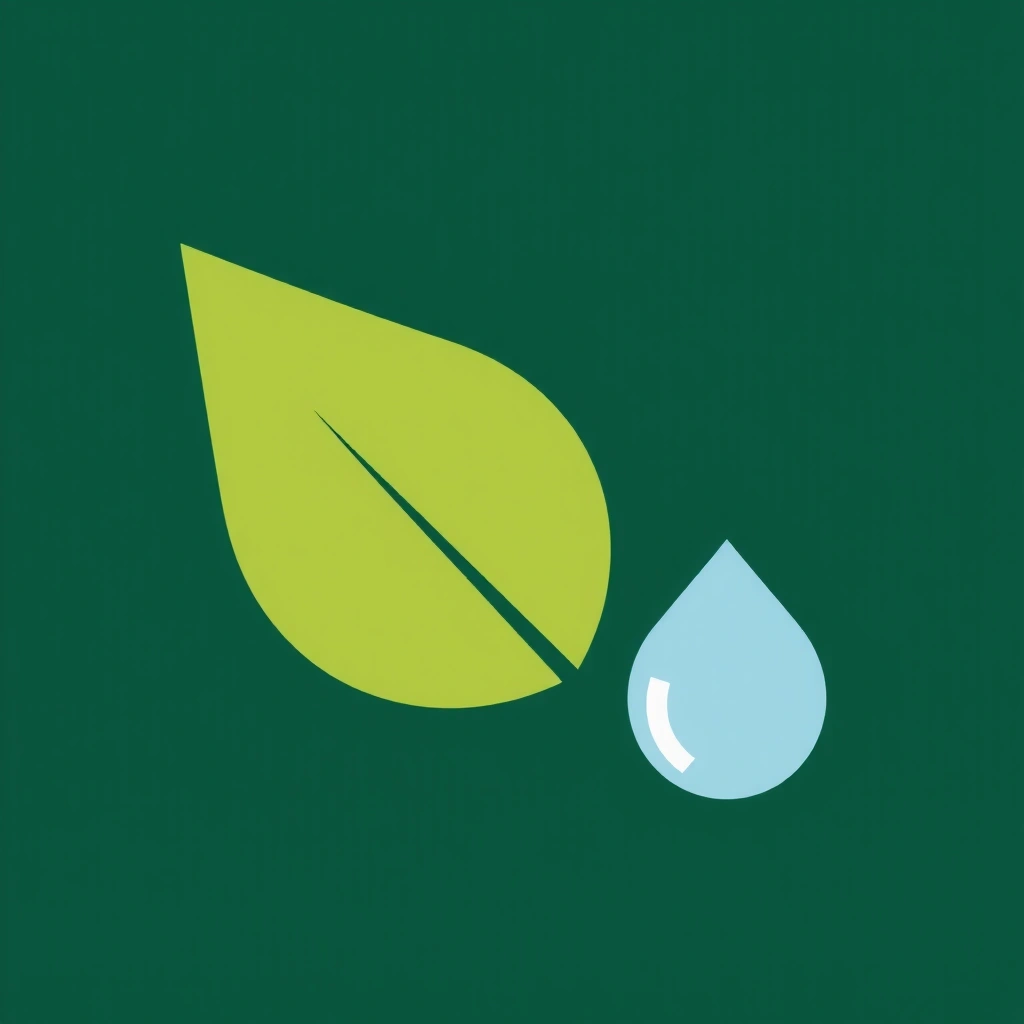 Leaf and water drop icon representing natural ingredients.